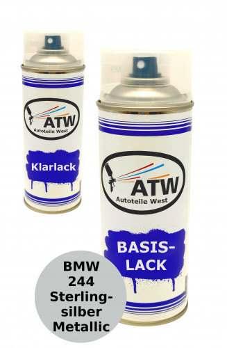 Autolack für BMW 244 Sterlingsilber Metallic+400ml Klarlack Set